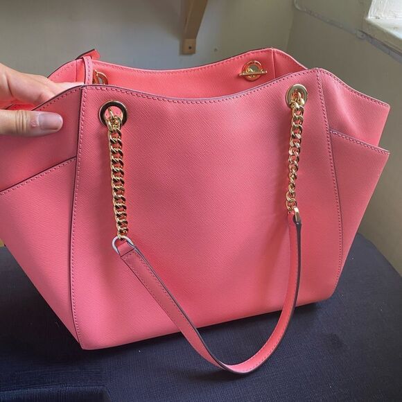 Michael Kors Jet Set Large Saffiano Leather Shoulder Bag Pink - Picture 3 of 11